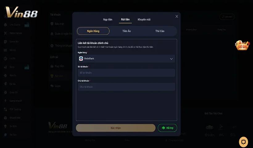 Quy trình rút tiền Vin88 chi tiết giúp người chơi thực hiện giao dịch dễ dàng